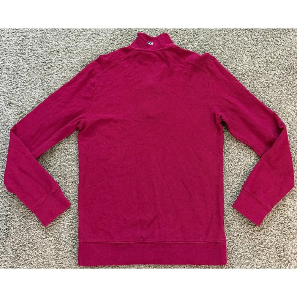 Vineyard Vines Mens XS Red Cotton Pique Quarter Zip Pullover Sweater Navy Trim